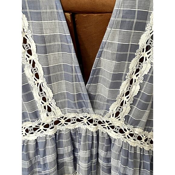 Free People Sz L Time Out Tunic Top Cotton Peasant Boho Feminine Lace Prairie - Picture 5 of 15